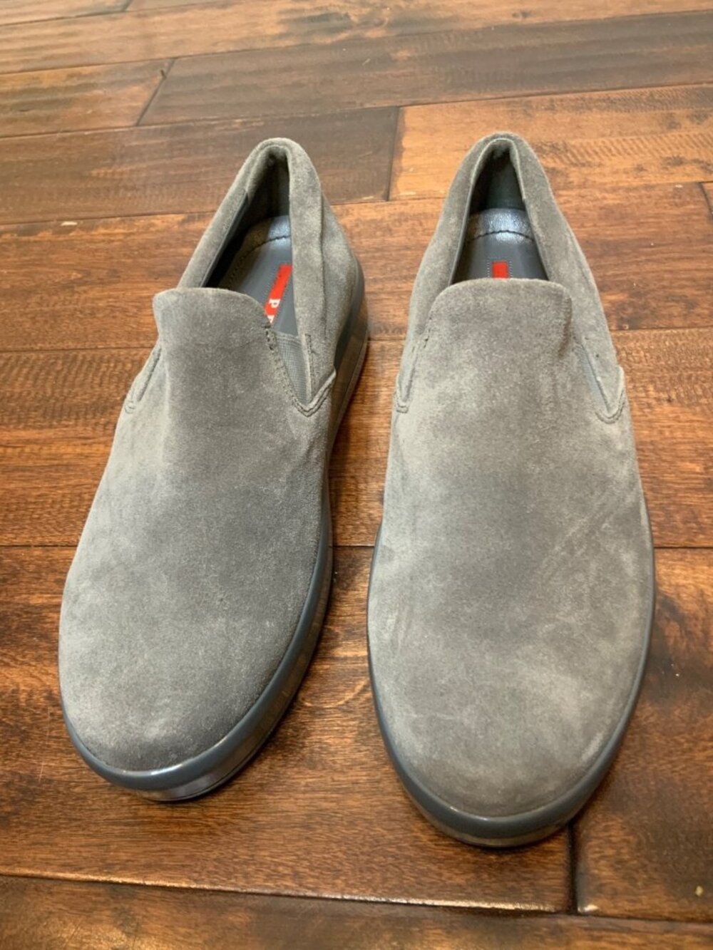 PRADA Gray Suede Slip-On Loafer Shoes, Size 8 | 38